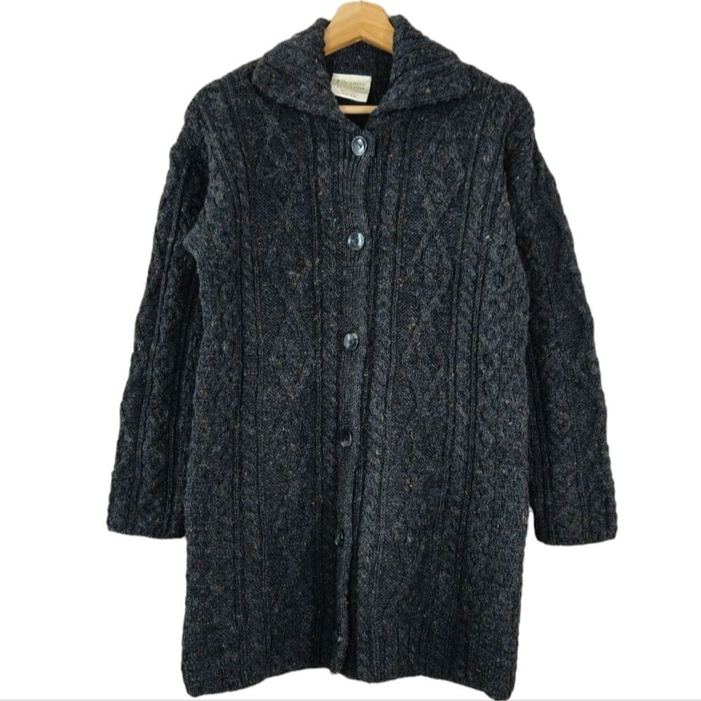 Kilronan Knitwear Wool Blend Ireland Gray Cardigan size Small
